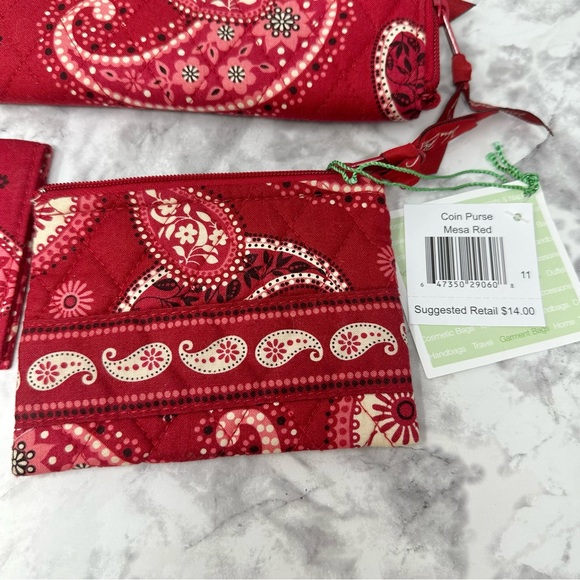 Vera Bradley Bundle Mesa Red Paisley Wallet Checkbook Cover Coin Pouch - Picture 2 of 7